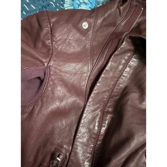 VEDA Max Classic Bubble Leather Jacket Bordeaux - Picture 13 of 16